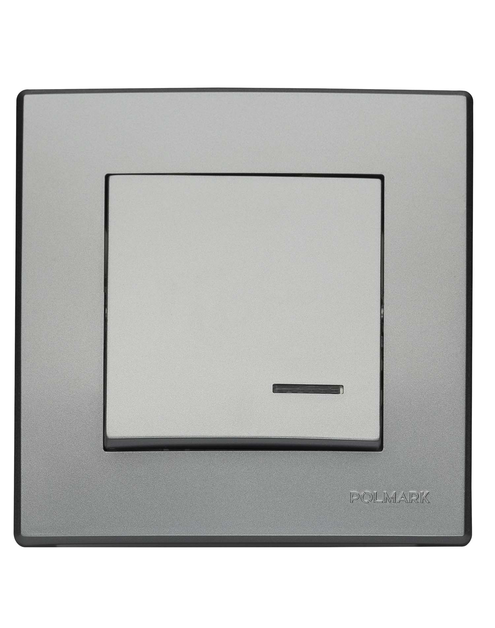 Zdjęcie: Łącznik pojedynczy Milano jednobiegunowy z podświetlen ŁP-1LS.SR srebrny mat POLMARK