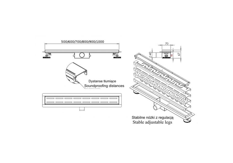 Zdjęcie: Odpływ liniowy Linia 1000 mm HYDROLAND