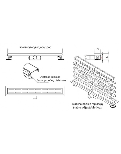 Zdjęcie: Odpływ liniowy Linia 1000 mm HYDROLAND