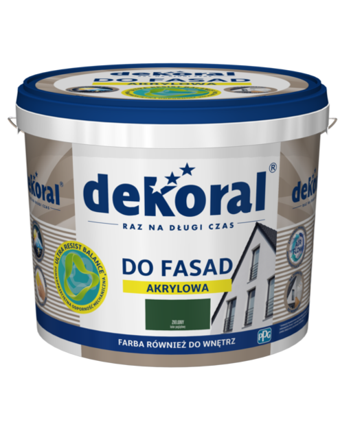 Zdjęcie: Farba fasadowa zielona 5 L Polinit DEKORAL