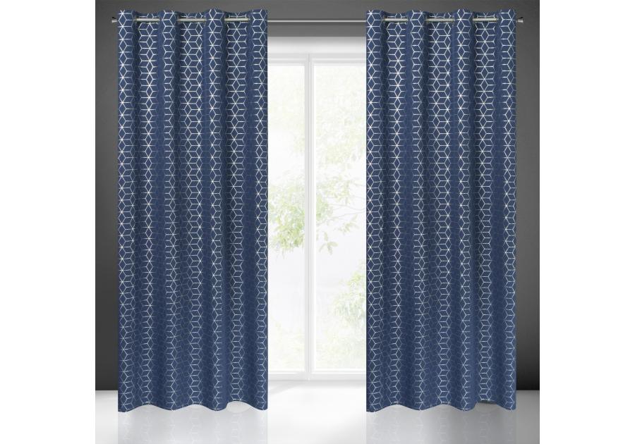 Zdjęcie: Zasłona gotowa Cube 140 x 250 cm granatowy EUROFIRANY