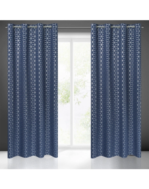 Zdjęcie: Zasłona gotowa Cube 140 x 250 cm granatowy EUROFIRANY