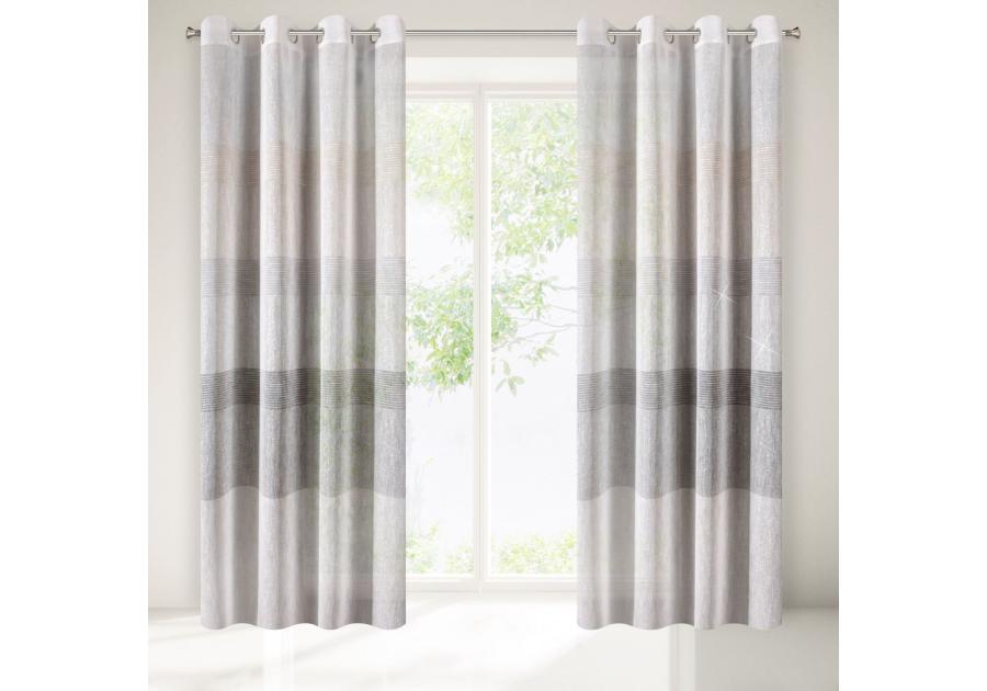 Zdjęcie: Zasłona Erli 140x250 cm kremowo-grafitowa na przelotkach EUROFIRANY