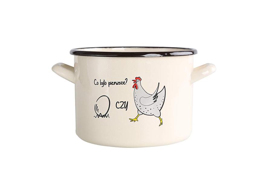 Zdjęcie: Garnek Kokoszka smakoszka prosty 20 cm - 4,8 L kremowy dekoracja co było pierwsze? SILESIA