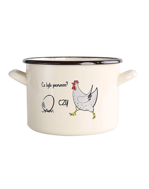Zdjęcie: Garnek Kokoszka smakoszka prosty 20 cm - 4,8 L kremowy dekoracja co było pierwsze? SILESIA