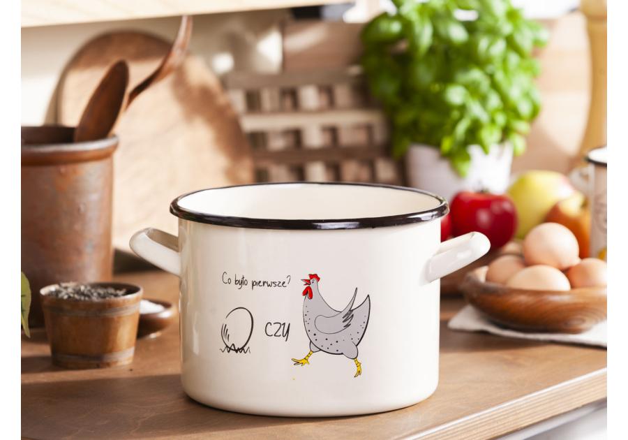 Zdjęcie: Garnek Kokoszka smakoszka prosty 20 cm - 4,8 L kremowy dekoracja co było pierwsze? SILESIA
