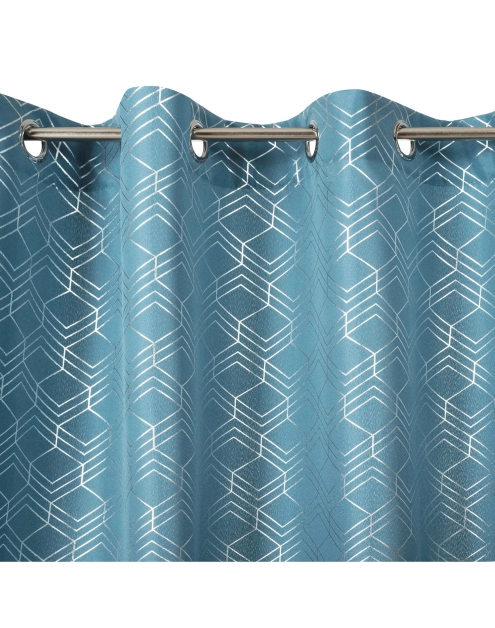 Zdjęcie: Zasłona Noelia 140x250 cm niebieska na przelotkach EUROFIRANY