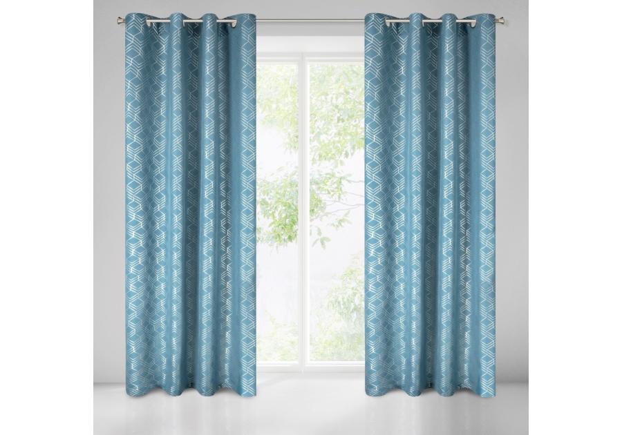 Zdjęcie: Zasłona Noelia 140x250 cm niebieska na przelotkach EUROFIRANY