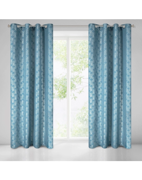 Zdjęcie: Zasłona Noelia 140x250 cm niebieska na przelotkach EUROFIRANY