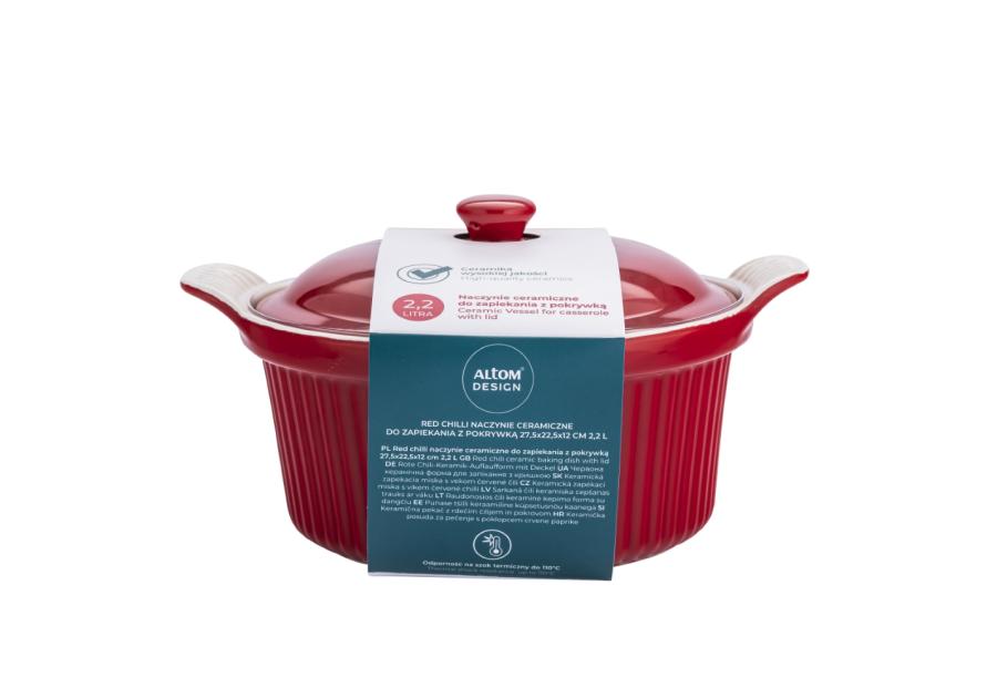 Zdjęcie: Naczynie ceramiczne do zapiekania z pokrywką Red Chilli 27,5x22,5x12 cm - 2,2 L ALTOMDESIGN