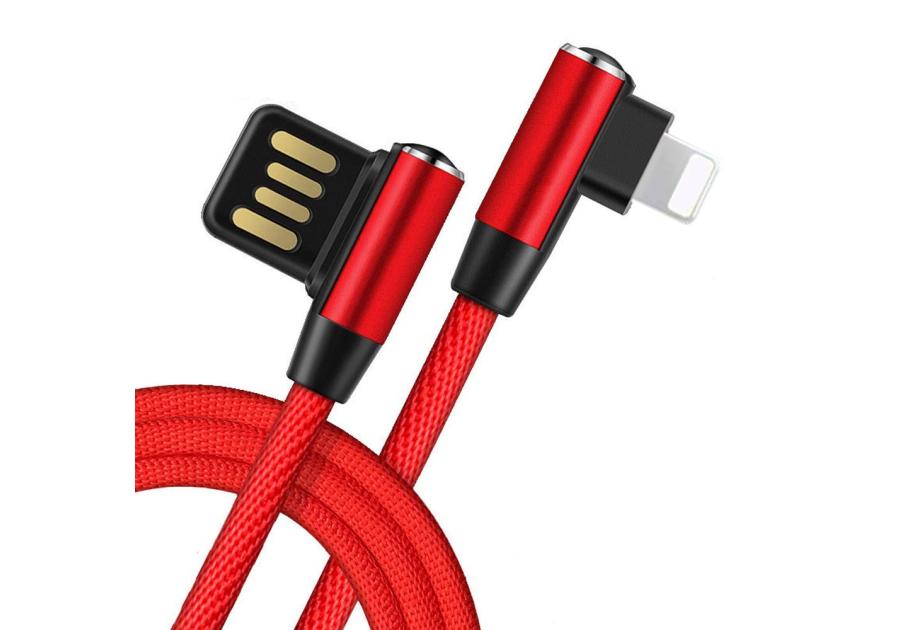 Zdjęcie: Kabel USB - lightning kątowy czerwony 1 m LB0151 LIBOX