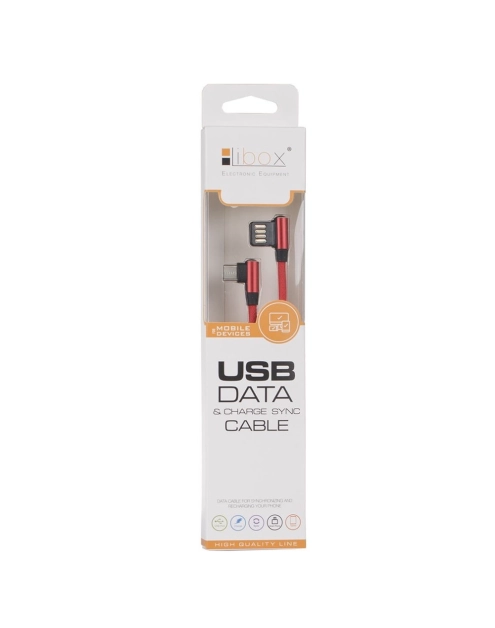 Zdjęcie: Kabel USB - lightning kątowy czerwony 1 m LB0151 LIBOX