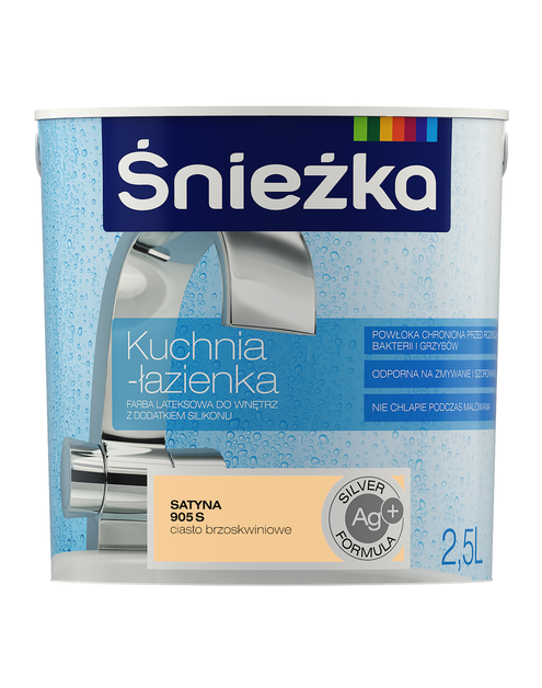 Zdjęcie: Farba lateksowa Kuchnia-Łazienka ciasto brzoskwiniowe 2,5 L ŚNIEŻKA