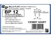 Zdjęcie: Listwa PVC BP12 L250 9/6 szary ciemny, przyokienna, dylatacyjna, tynkarska z uszczelką BELLA PLAST