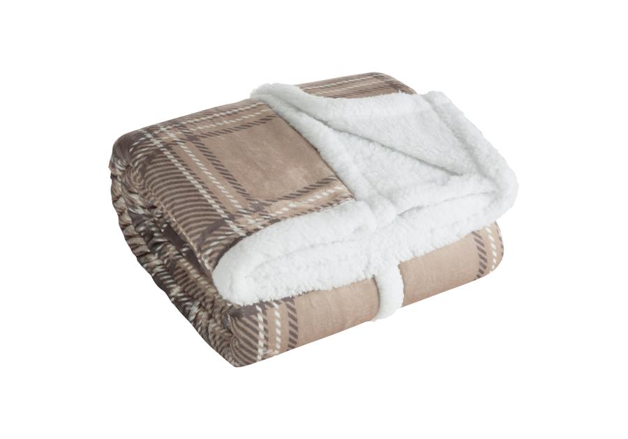 Zdjęcie: Koc świąteczno-dekoracyjny w kratę 150x200 cm beżowo-biały EUROFIRANY