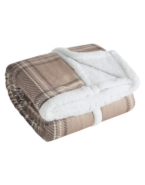 Zdjęcie: Koc świąteczno-dekoracyjny w kratę 150x200 cm beżowo-biały EUROFIRANY