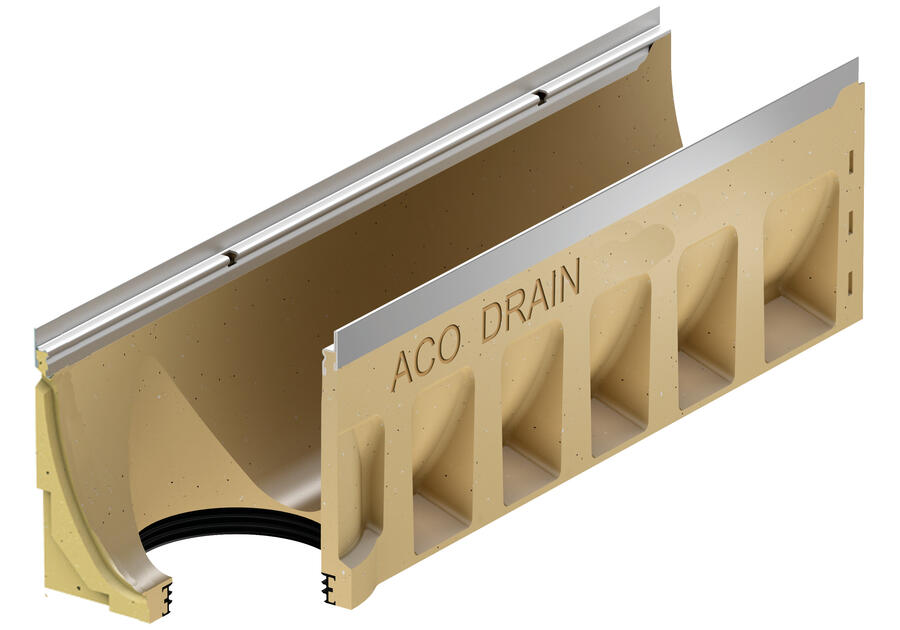 Zdjęcie: Korytko z polimerobetonu 1 m z odpływem w dnie z uszczelką Drain Multiline V150 ACO