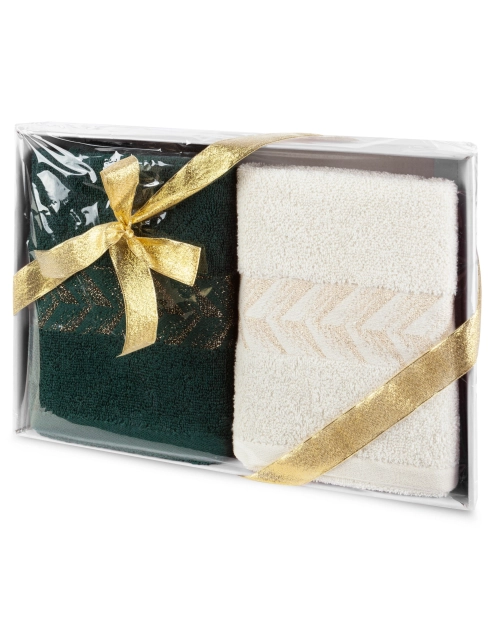 Zdjęcie: Komplet ręczników Glow 50x90 cm -2 szt. kremowo-ciemnozielone EUROFIRANY