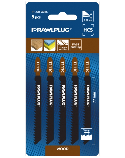 Zdjęcie: Brzeszczoty do wyrzynarek do prostego i szybkiego cięcia drewna 100 mm HCS 3 mm - 5 szt. RAWLPLUG