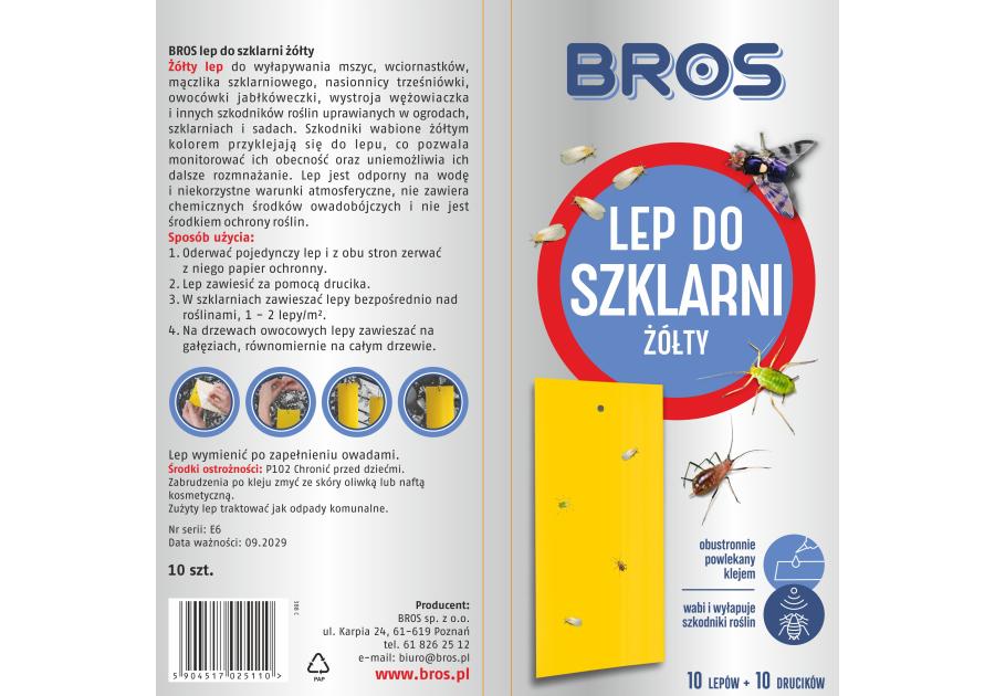 Zdjęcie: Lep do szklarni żółty 10 szt. BROS