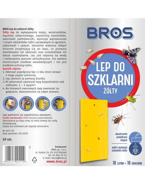 Zdjęcie: Lep do szklarni żółty 10 szt. BROS