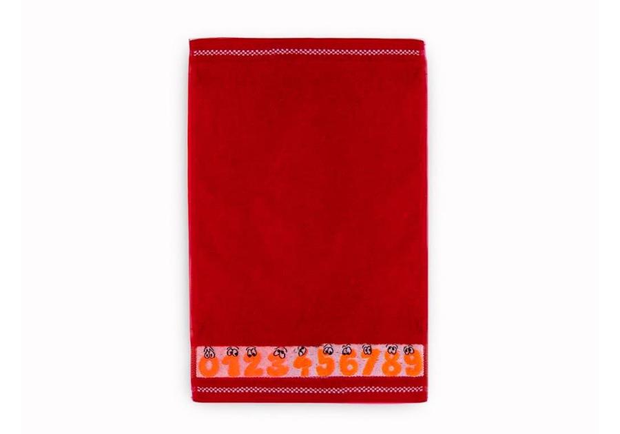 Zdjęcie: Ręcznik dziecięcy 30x50 cm cyferki czerwony MISS LUCY