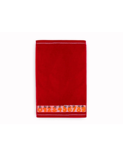 Zdjęcie: Ręcznik dziecięcy 30x50 cm cyferki czerwony MISS LUCY