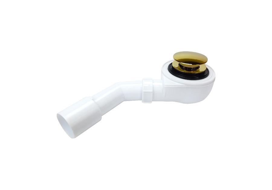 Zdjęcie: Syfon do brodzika fi 50 mm, niski czyszczony od góry, korek klik-klak złoty INSTADRAIN