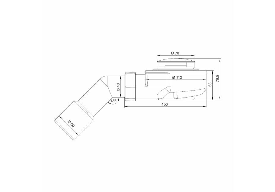 Zdjęcie: Syfon do brodzika fi 50 mm, niski czyszczony od góry, korek klik-klak złoty INSTADRAIN
