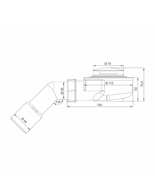 Zdjęcie: Syfon do brodzika fi 50 mm, niski czyszczony od góry, korek klik-klak złoty INSTADRAIN