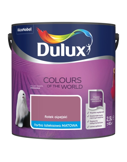Zdjęcie: Farba do wnętrz Kolory Świata 2,5 L fiołek alpejski DULUX