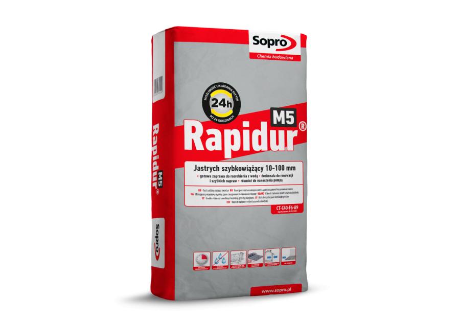 Zdjęcie: Zaprawa szybkowiążąca do jastrychów Rapidur M5 25 kg SOPRO