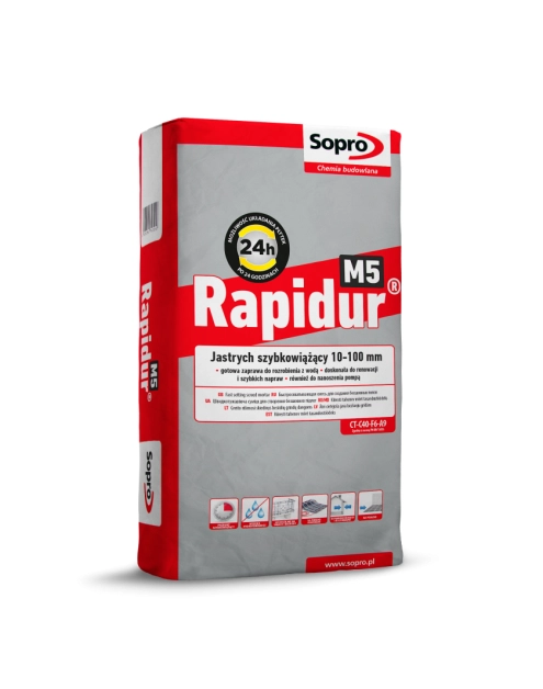 Zdjęcie: Zaprawa szybkowiążąca do jastrychów Rapidur M5 25 kg SOPRO