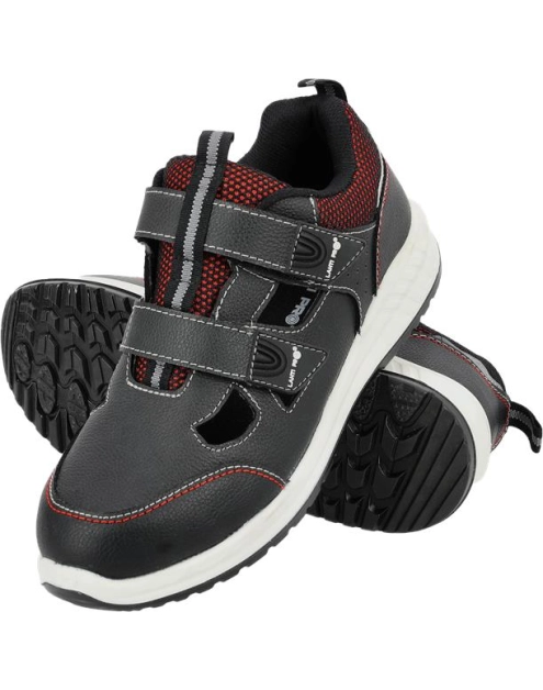 Zdjęcie: Sandały skórzane czarno-biało-czerwone, S1 FO SR, 46, CE, LAHTI PRO