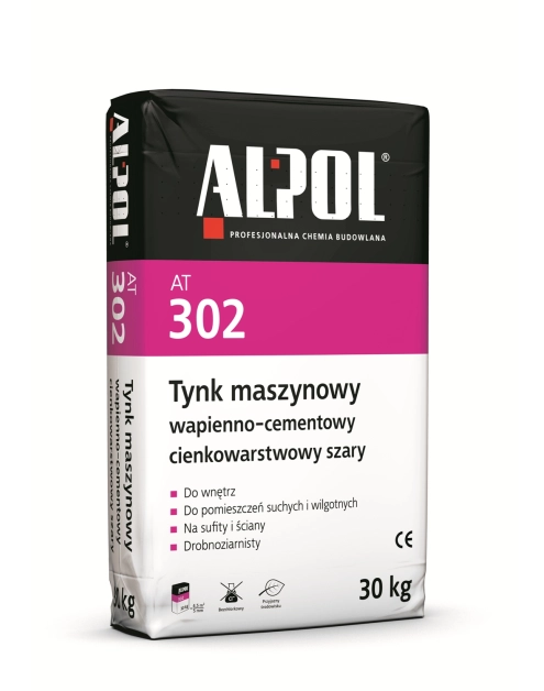 Zdjęcie: Tynk maszynowy wapienno-cementowy cienkowarstwowy szary 30 kg AT302 ALPOL