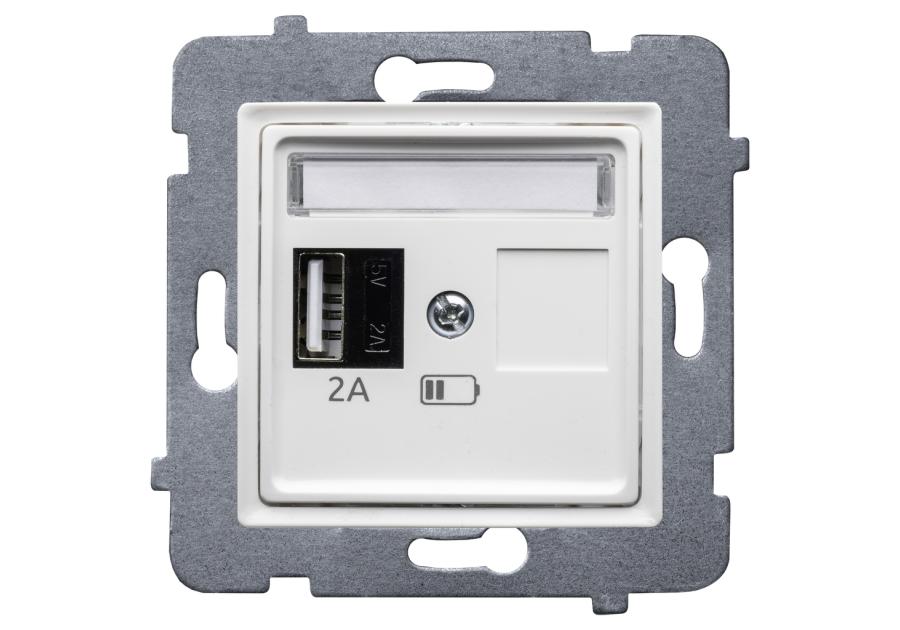 Zdjęcie: Ładowarka ścienna Rosa USB A bez ramki biała POLMARK