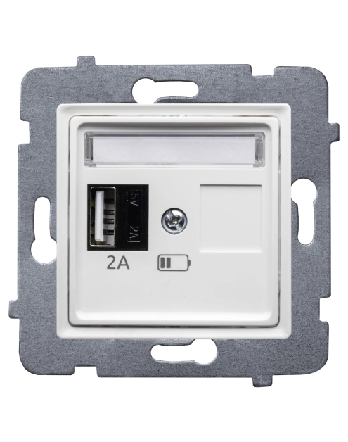 Zdjęcie: Ładowarka ścienna Rosa USB A bez ramki biała POLMARK