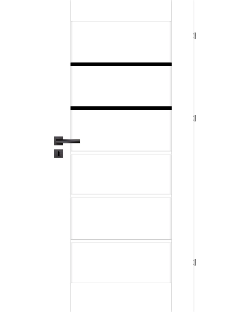 Zdjęcie: Drzwi wewnętrzne Seres 90P biały, czarna szyba, podcięcie NAWADOOR