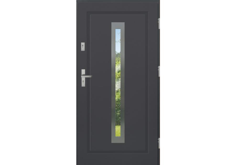 Zdjęcie: Drzwi zewnętrzne stalowo-drewniane Disting Figaro 04 Antracyt 80 cm prawe KR CENTER