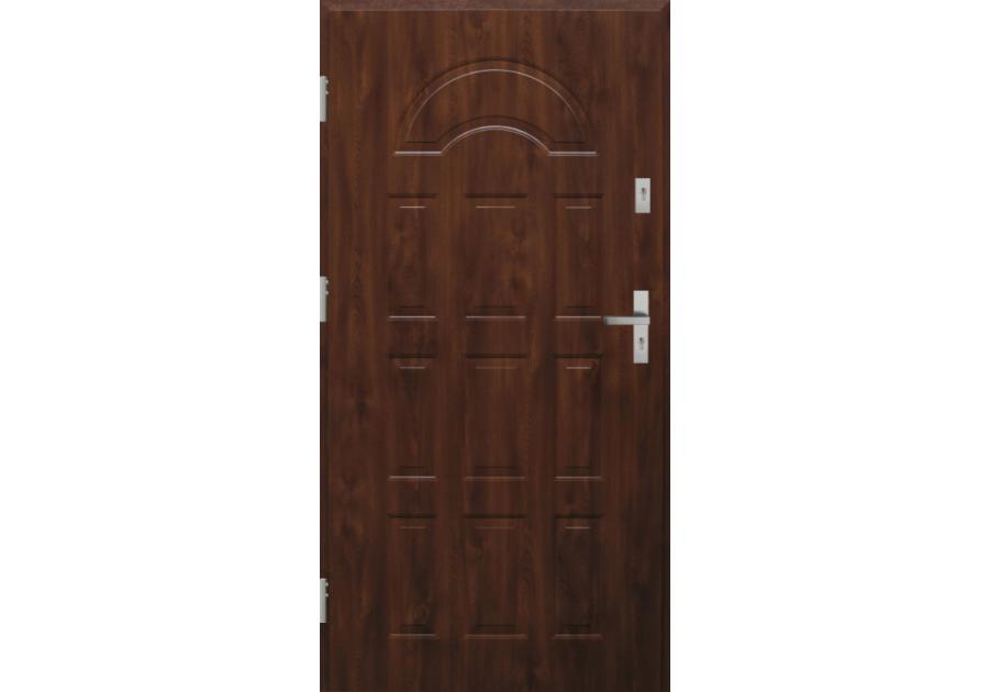 Zdjęcie: Drzwi zewnętrzne stalowo-drewniane Disting Fedora 01 Orzech 90 cm lewe KR CENTER