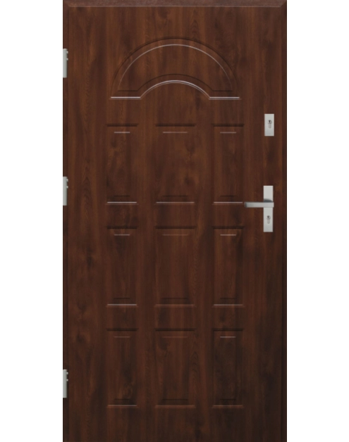 Zdjęcie: Drzwi zewnętrzne stalowo-drewniane Disting Fedora 01 Orzech 90 cm lewe KR CENTER