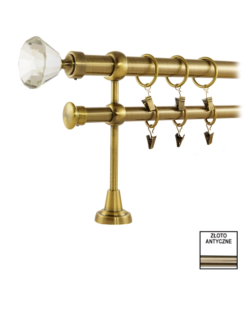 Zdjęcie: Karnisz podwójny Zeus fi 25 mm - 160 cm diament złoto KARWEL