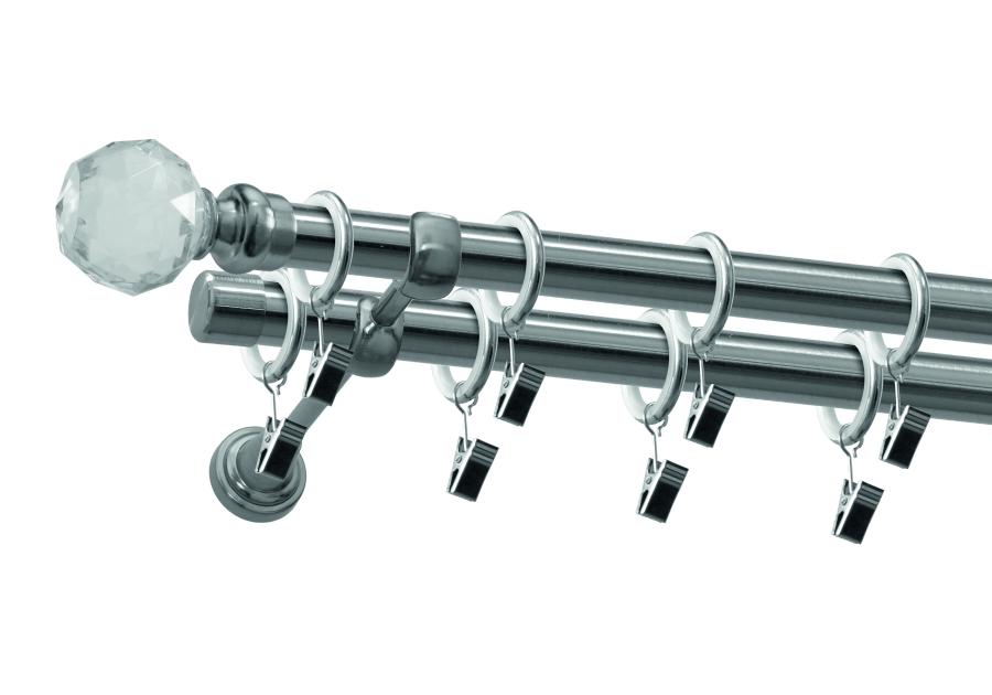 Zdjęcie: Karnisz podwójny 19/19 mm Folk 240 cm nikiel GARDINIA