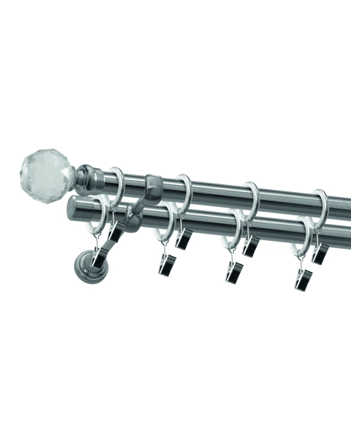 Zdjęcie: Karnisz podwójny 19/19 mm Folk 240 cm nikiel GARDINIA