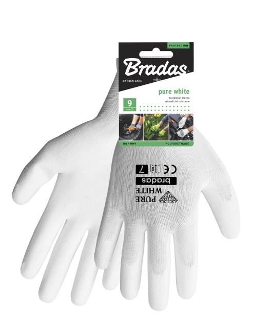 Zdjęcie: Rękawice ochronne Pure White poliuretan, rozmiar 9 BRADAS