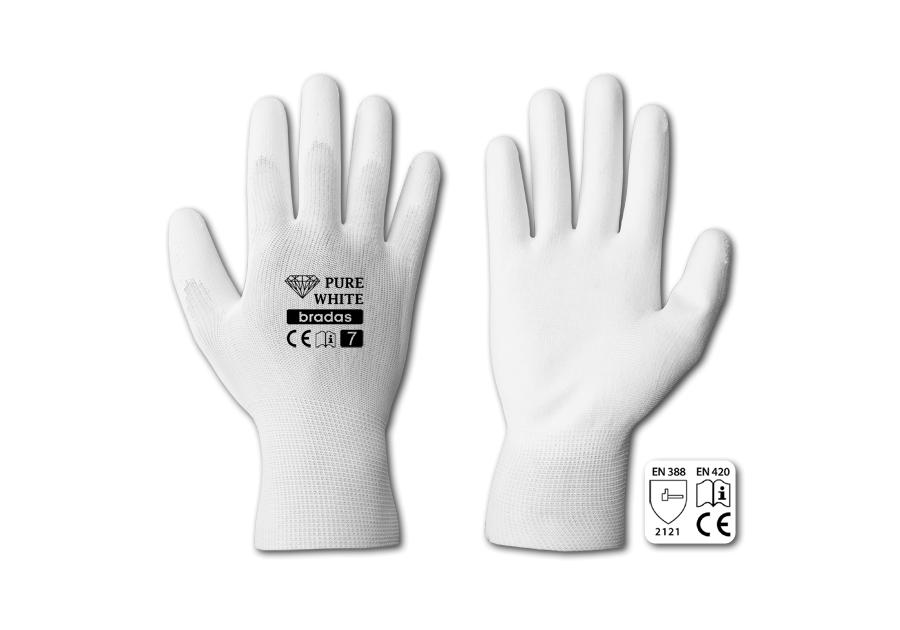 Zdjęcie: Rękawice ochronne Pure White poliuretan, rozmiar 9 BRADAS