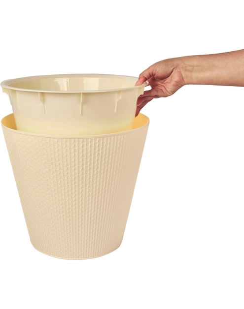 Zdjęcie: Osłonka doniczkowa z doniczką wewnętrzną Ajur 330 mm - 16 L kremowa DMS