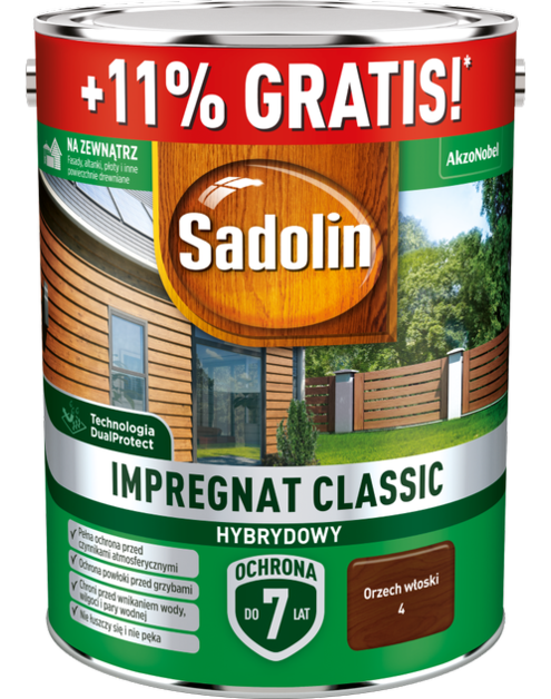 Zdjęcie: Impregnat Classic Hybrydowy orzech włoski 5 L SADOLIN