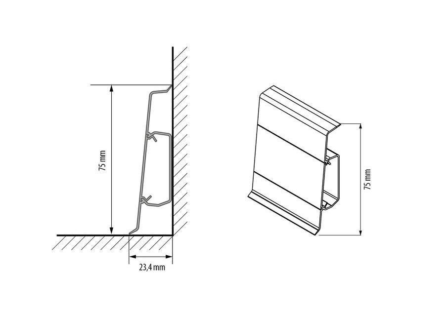 Zdjęcie: Listwa przypodłogowa Hi Line Cezar 2,5 m dąb alcanta mat CEZAR