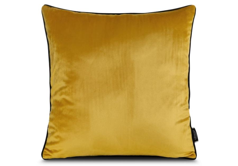 Zdjęcie: Poszewka dekoracyjna Madie z miękkiego welwetu wykończona lamówką, musztardowy EUROFIRANY